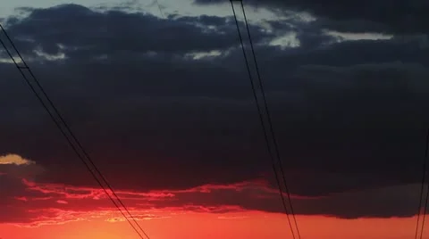 Powerlines at sunset Stock Footage 12169812