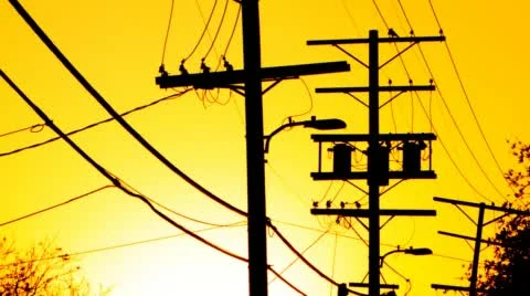 Powerlines time lapse during sunset Stock Footage 47628326