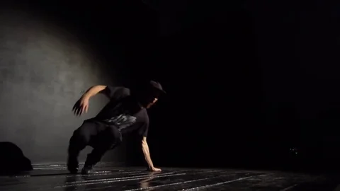 Powermove bearded guy dancing breakdance Stock Footage 82585330