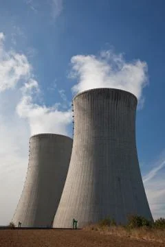 Powerplant chimneys Stock Photos