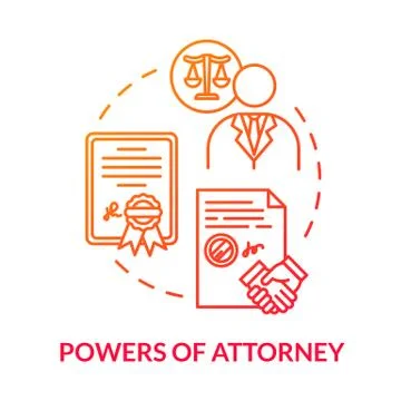 Powers of attorney red concept icon. Grantor and agent. Legal representative Stock Illustration