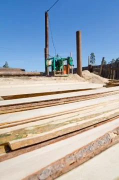 At powersaw bench Stock Photos