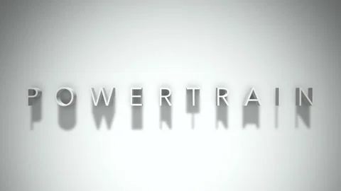 Powertrain 3D title animation with shadows on a white background Stock Footage 297515189