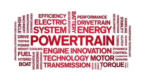Powertrain animated word cloud,animation tag kinetic typography seamless loop. Stock Footage 327574098