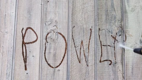 Powerwash Text on Siding Stock-Footage 308126480