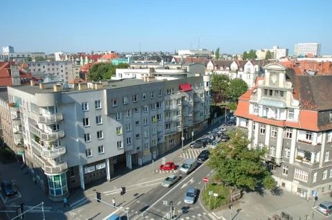 Poznan, Poland - July 11, 2014: Unidentified people and traffic on Poznanska  Stock Photos