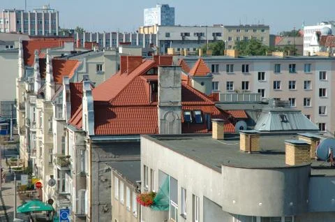Poznan, Poland - July 11, 2014: Roofs and buildings in Poznan, Poland Stock Photos