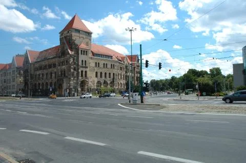 Poznan, Poland - July 13, 2014: Unidentified people and traffic on Niepodlegl Stock Photos