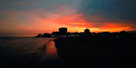 Pozzallo, the cabrera tower at sunset. Foto stock
