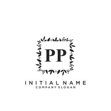 PP Initial handwriting logo design Stock Illustration