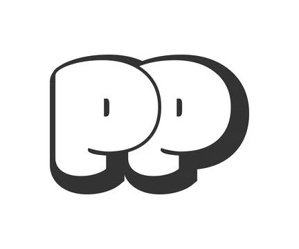 PP logo, bubble comic lettering, rounded in graffiti style black and white .. Stock Illustration
