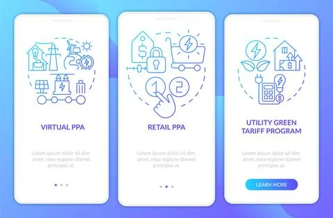 PPA type blue gradient onboarding mobile app screen Stock Illustration