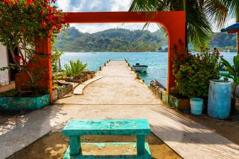 PPanoramic view from the deck at the sea landscape in Isla Grande near Portob Stock Photos
