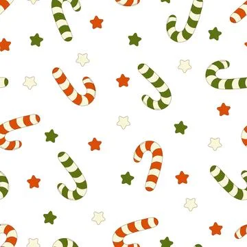 Ppattern of groovy candy cane in retro style. Christmas illustration イラスト素材