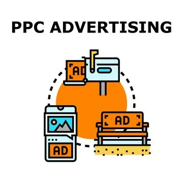 Ppc advertising concept promoting digital marketing solutions Stock Illustration