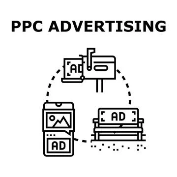 Ppc advertising concept promoting digital marketing solutions Stock Illustration