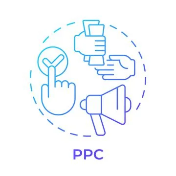 PPC blue gradient concept icon Stock Illustration