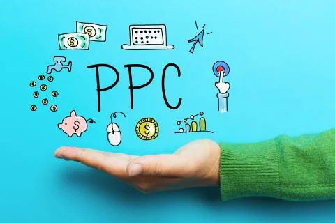 PPC concept with hand Stock Photos