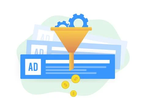 PPC Conversion Optimization - Contextual Ad Campaigns, behavioral targeting and Illustrazione stock