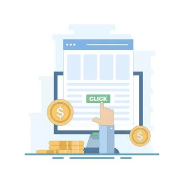 PPC marketing concept, pay per click or CPC PPC, Website paid advertising. Stock Illustration