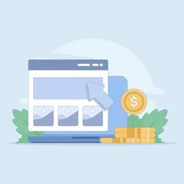 PPC marketing concept, pay per click or CPC PPC, Website paid advertising. Stock Illustration