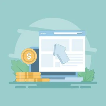 PPC marketing concept, pay per click or CPC PPC, Website paid advertising. Stock Illustration