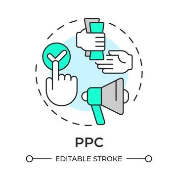 PPC multi color concept icon Stock Illustration