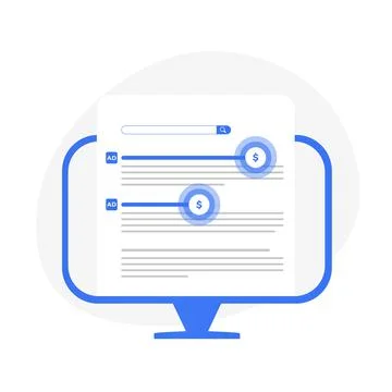 PPC - Pay per Click advertising concept strategy. PPC - method of charging for Stock Illustration