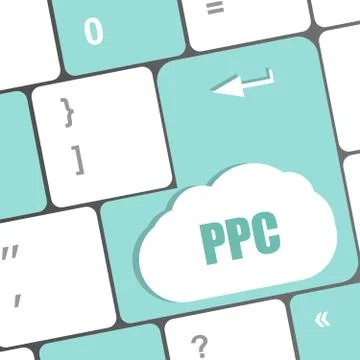 PPC (Pay Per Click) Concept. Button on Modern Computer Keyboard Illustrazione stock