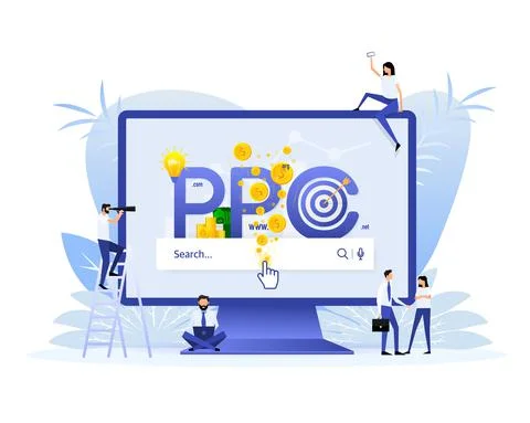Ppc people. Web search concept. Business concept.Vector illustration digital Stockillustratie