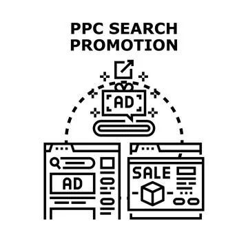 Ppc search promotion generating online advertising sales Stock Illustration