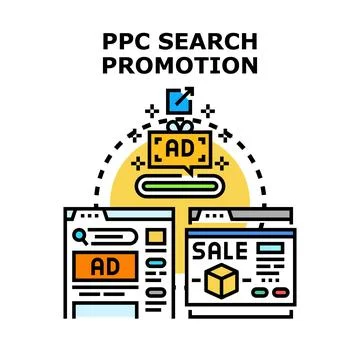 Ppc search promotion generating online advertising sales Stock Illustration
