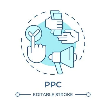 PPC soft blue concept icon Stock Illustration