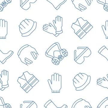 PPE background, personal protective equipment seamless pattern. Construction Stockillustratie
