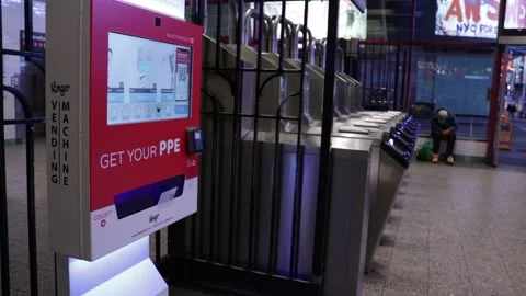 PPE Equipment Vending Machine inside train Station Times Square New York city 库存影片 139782135
