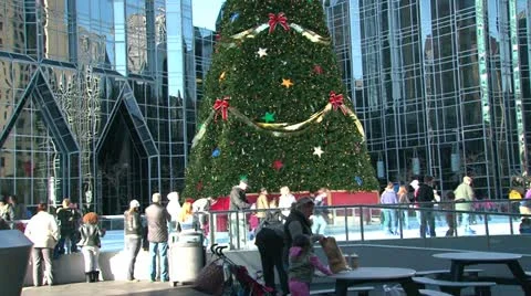 PPG Place Skating Rink Stock Footage 20452079