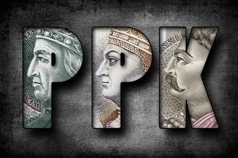 PPK Text Made of Polish Banknotes Stock Illustration