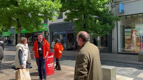 PPRESTON UK 14 June 2024: Alzheimers Society face-to-face fundraising Stock Footage 277453335