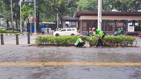 PPSU Workers Maintaining Public Facilities After Rain Stock Footage 342151048