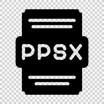 Ppsx file icon solid style. Spreadsheet file type, extension, format icons.  Stock Illustration