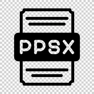 Ppsx spreadsheet file icon with black fill design. vector illustration. Stock Illustration
