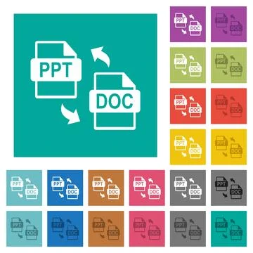 PPT DOC file conversion square flat multi colored icons イラスト素材