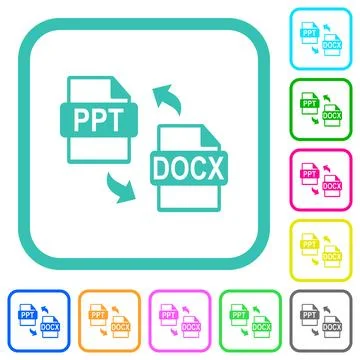 PPT DOCX file conversion vivid colored flat icons Illustrazione stock