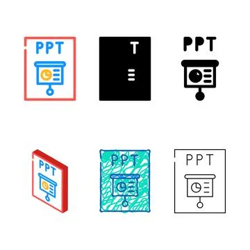 Ppt file format document color icon vector variety 스톡 일러스트