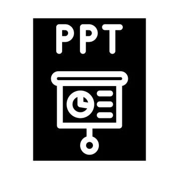 Ppt file format document glyph icon vector illustration Illustrazione stock
