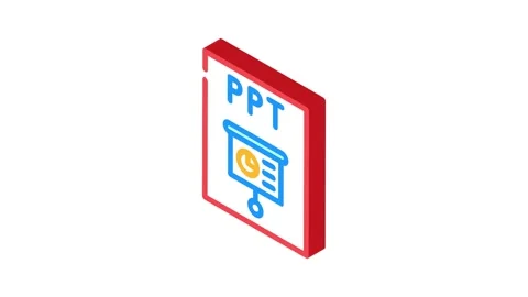 Ppt file format document isometric icon animation Stock Footage 327294744