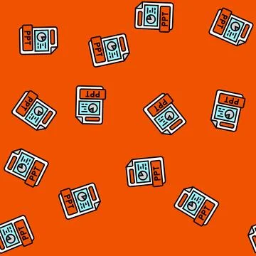 Ppt file format document vector seamless pattern Illustrazione stock