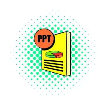 PPT file icon in comics style Illustrazione stock