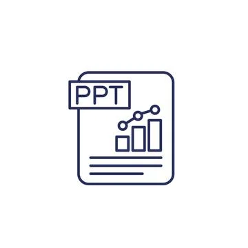 PPT file line icon, presentation and slides format Stock Illustration