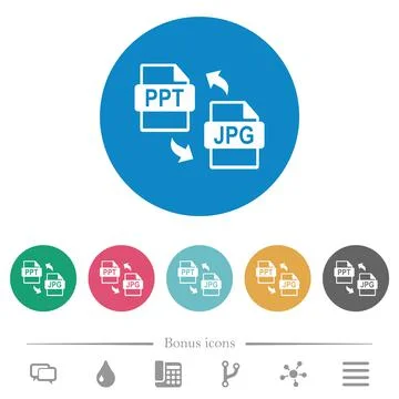 PPT JPG file conversion flat round icons 스톡 일러스트